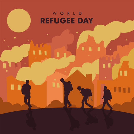 vector world refugee day banner template flat designのイラスト素材
