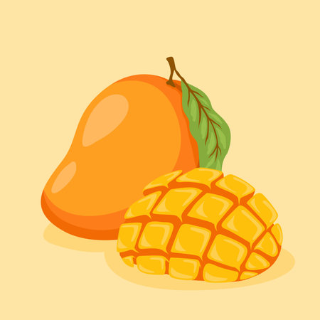 vector fresh mango illustration hand drawn flat designのイラスト素材