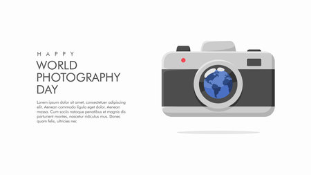 vector world photography day background template flat designのイラスト素材