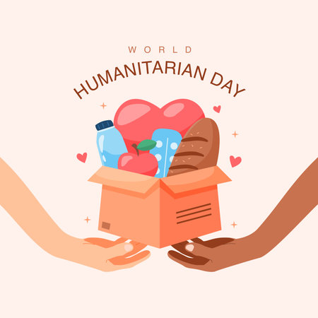 vector world humanitarian day background template flat designのイラスト素材