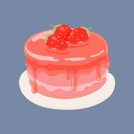 cute strawberry jam cake illustration vector flat designのイラスト素材