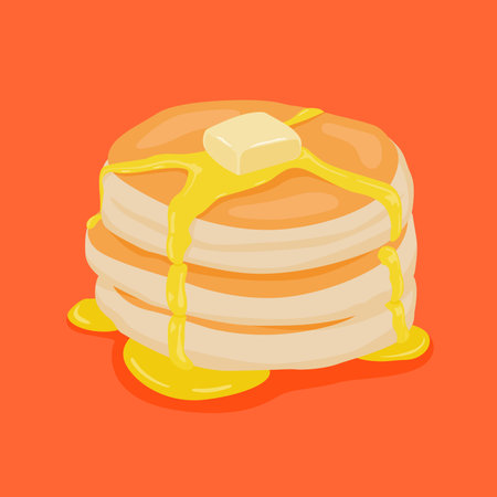 vector hand drawn pancake illustration template flat designのイラスト素材