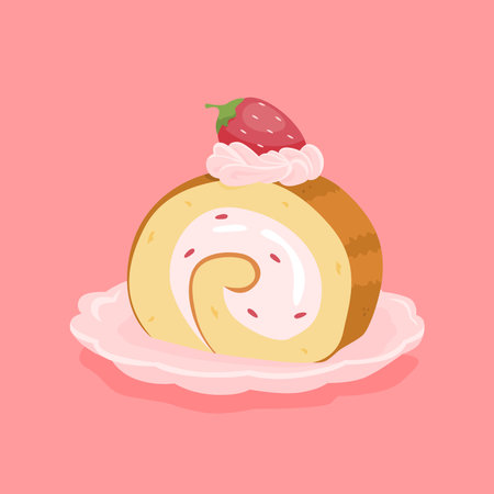 vector hand drawn roll cake illustration template flat designのイラスト素材