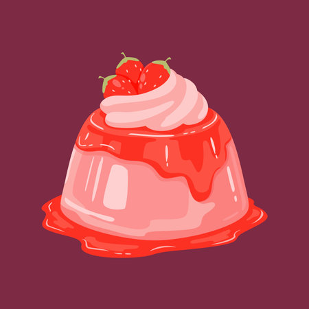 vector hand drawn strawberry pudding illustration template flat designのイラスト素材