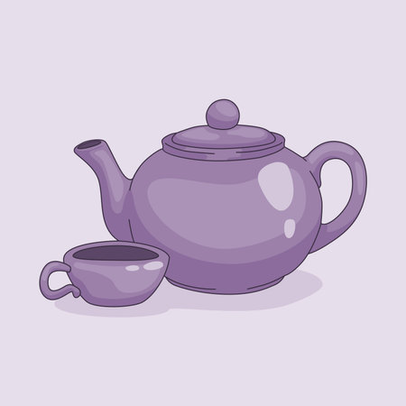 vector teapot illustration hand drawn flat designのイラスト素材