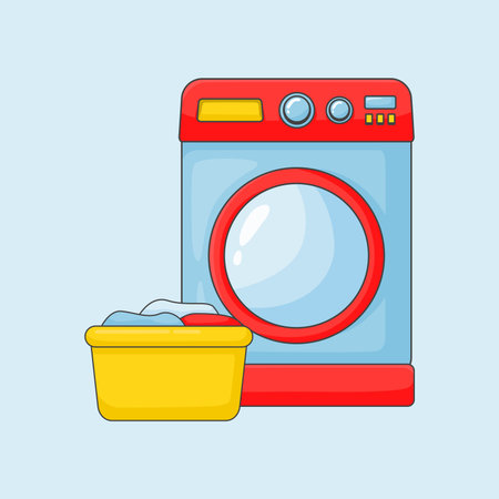 vector wash machine illustration hand drawn flat designのイラスト素材