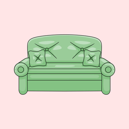 vector sofa illustration hand drawn flat designのイラスト素材