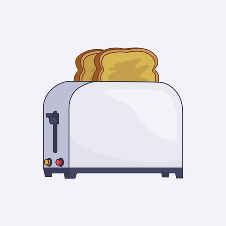 vector toaster illustration hand drawn flat designのイラスト素材