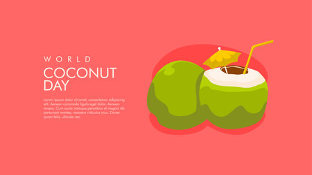 vector world coconut day background template flat designのイラスト素材