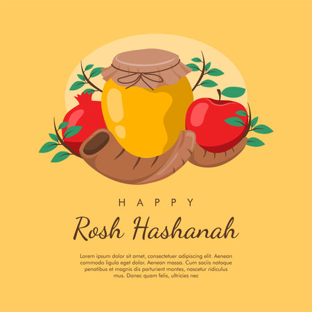 vector rosh hasanah poster template flat designのイラスト素材