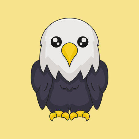 vector cute eagle illustration cartoon draw flat designのイラスト素材