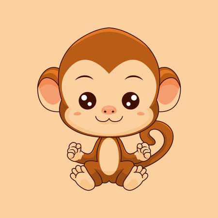 vector cute monkey illustration cartoon draw flat designのイラスト素材
