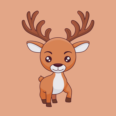 vector cute deer illustration cartoon draw flat designのイラスト素材