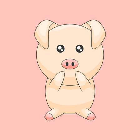 vector cute pig illustration cartoon draw flat designのイラスト素材