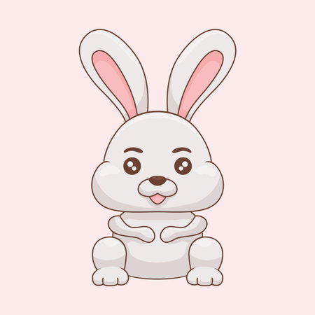 vector cute rabbit illustration cartoon draw flat designのイラスト素材