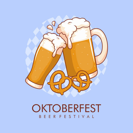 vector oktoberfest beer festival poster template flat designのイラスト素材