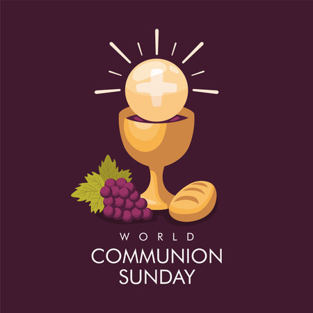 vector world communion sunday poster template flat designのイラスト素材