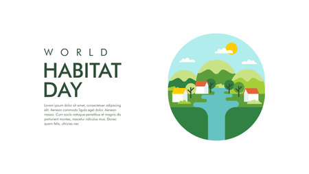vector world habitat day background template flat designのイラスト素材