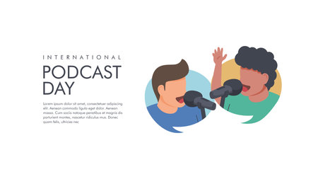 vector international podcast day background template flat designのイラスト素材