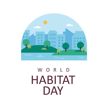 vector world habitat day poster template flat designのイラスト素材
