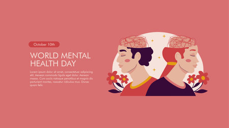 vector world mental health day background template flat designのイラスト素材
