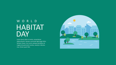 vector world habitat day background template flat designのイラスト素材