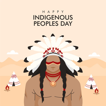 vector world indigenous day poster template flat designのイラスト素材