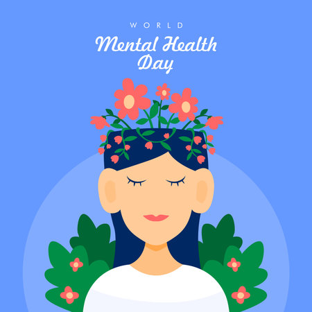 vector world mental poster background flat designのイラスト素材