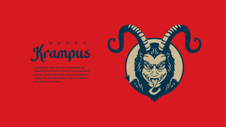 vector merry krampus background template flat designのイラスト素材