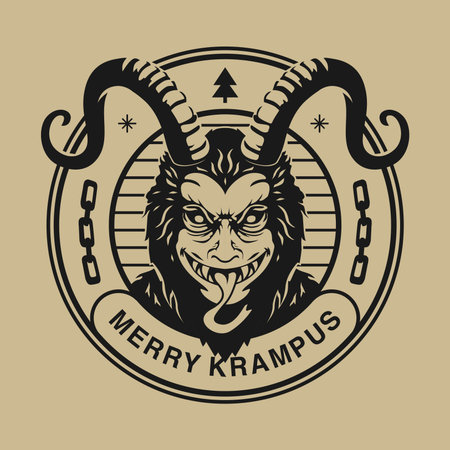 vector merry krampus poster template flat designのイラスト素材