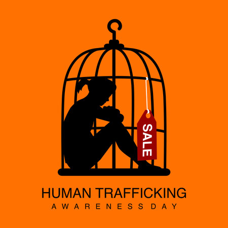 vector human trafficking awareness day poster template flat designのイラスト素材