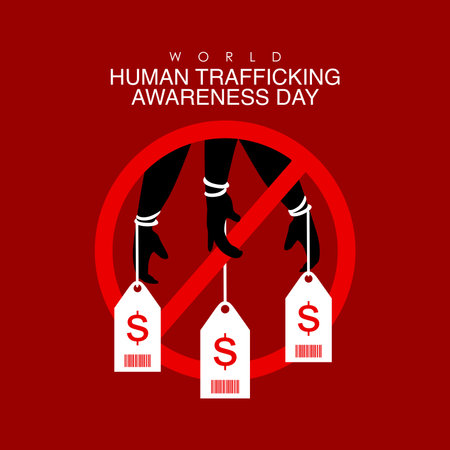 vector human trafficking awareness day background template flat designのイラスト素材