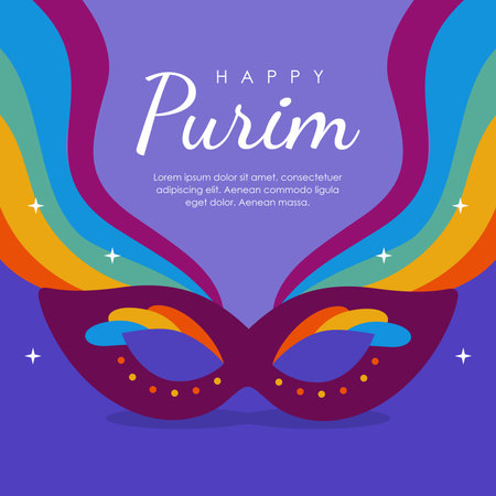 vector happy purim poster template flat designのイラスト素材