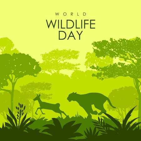 vector world wildlife background template flat designのイラスト素材