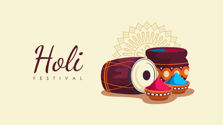vector holi festival background template flat designのイラスト素材