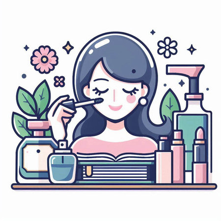 Beauty salon concept. Vector illustration of woman doing make-up.のイラスト素材