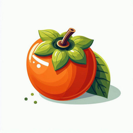 Illustration of persimmon on a white background, vector illustrationのイラスト素材