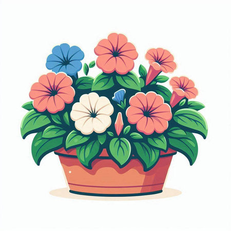 Flower pot isolated on white background. Hand drawn vector illustration.のイラスト素材