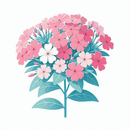 Bouquet of pink flowers on a white background. Vector illustration.のイラスト素材