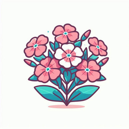 Bouquet of pink flowers on a white background. Vector illustration.のイラスト素材