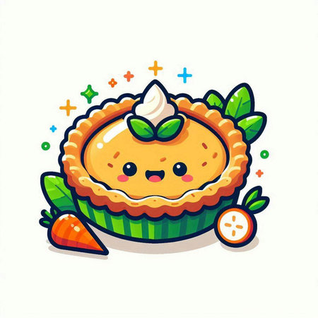 Cute carrot pie cartoon vector illustration isolated on white background. Cute carrot pie icon.のイラスト素材
