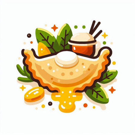 Illustration of dumplings on white background. Vector illustration.のイラスト素材