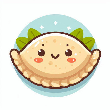 Kawaii indian dumpling. Vector illustration in cartoon styleのイラスト素材
