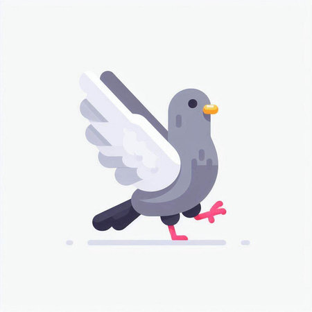 Pigeon. Vector illustration in flat style. Isolated on white background.のイラスト素材