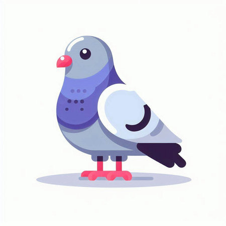Pigeon. Vector illustration in flat style on a white background.のイラスト素材