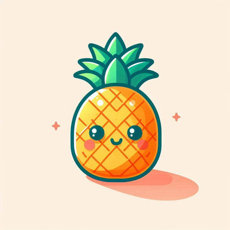 Cute cartoon pineapple character. Vector illustration in flat cartoon style.のイラスト素材