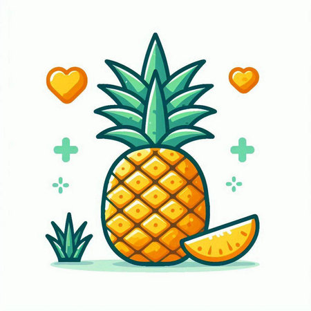 Pineapple and melon icon. Vector illustration in flat styleのイラスト素材