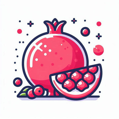 Pomegranate fruit icon. Pomegranate vector illustration.のイラスト素材