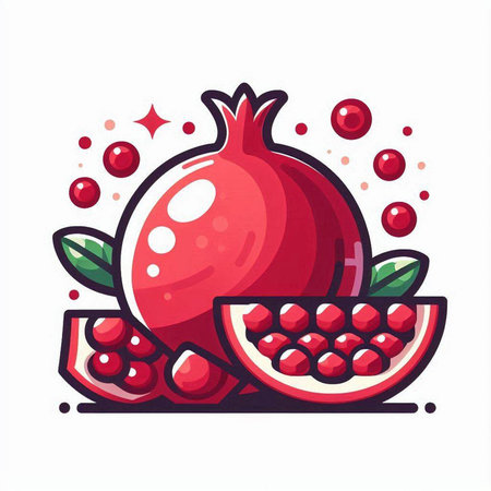 Pomegranate fruit vector illustration. Pomegranate icon.のイラスト素材