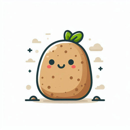 Cute potato character. Vector flat cartoon kawaii illustration icon design. Isolated on white backgroundのイラスト素材
